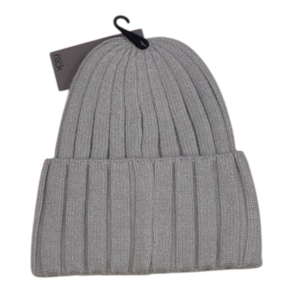 Nordstrom Rack Ribbed Knit Beanie One Size Gray Sparkle NWT